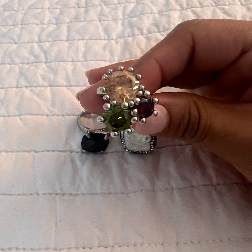 Elegant Multi-Stone Silver Ring